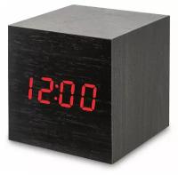 Часы-будильник деревянный куб. Настольные, электронные часы от USB и батареек