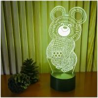Ночник детский 3D Светильник Олимпийский мишка