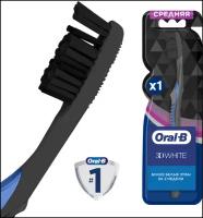 Зубная щетка Oral-B 3D White Whitening Black с древесным углем для отбеливания, средней жесткости, black