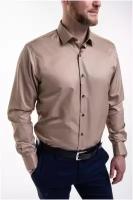 Приталенная мужская рубашка TWORS из ткани non iron цвета кофе с молоком