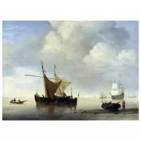 Постер на холсте Два голландских судна (Calm - Two Dutch Vessels) 41см. x 30см