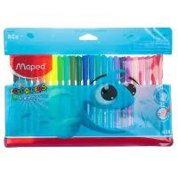 Фломастеры 24 цвета, Maped Color Peps, суперсмываемые, заблокированный пишущий узел, европодвес