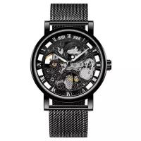 Наручные часы WINNER Роскошные мужские механические наручные часы скелетоны с автоподзаводом, черный