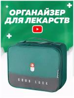 Органайзер для лекарств (Зеленый) таблеток аптечка кейс контейнер коробка дорожная бокс