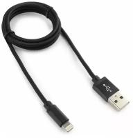 Кабель USB 2.0 Cablexpert CC-ApUSB2bk1m, AM/Lightning 8P, 1м, нейлоновая оплетка, алюминиевые разъемы, черный, пакет