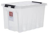 Контейнер Rox Box 60х40x36 см, 70 л, прозрачный пластик с крышкой с роликами