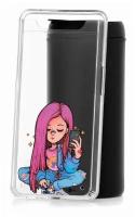 Чехол для Samsung Galaxy A80 Kruche Print Pink Hair, пластиковая накладка, силиконовый бампер с защитой камеры, противоударный прозрачный кейс с рисунком