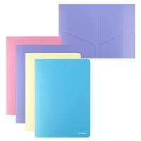 Папка-уголок пластиковая с 2 карманами ErichKrause® Diagonal Pastel, A4, полупрозрачный, ассорти 53602