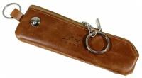 Ключница из натуральной кожи, брелок для ключей, карманная ключница, мужская и женская на молнии коричневый CRO-K-115-40