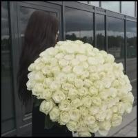 Букет из 101 белых роз, 60 см, Цветочная мастерская 