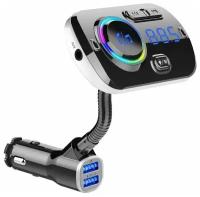 FM трансмиттер модулятор Bluetooth Handsfree GSMIN BC49AQ (Быстрая зарядка QC 3.0 + 2x USB, Micro SD, BT 5.0) громкая связь в авто (Черный)