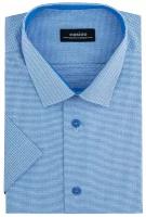 Рубашка мужская короткий рукав CASINO c214/051/9358/Z/1, Полуприталенный силуэт / Regular fit, цвет Голубой, рост 174-184, размер ворота 40