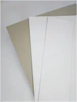 Переплетный плотный обложечный картон для скрапбукинга двусторонний, с одной стороны белый, с другой - серый 1,25 мм, формат А3, в упаковке 10 листов