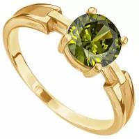 Серебряное кольцо с оливковым камнем (нанокристалл) - размер 21 / покрытие Желтое Золото