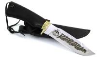 Туристический нож Шаман сталь 65х13, рукоять граб / Нож в подарок с символикой Военной разведки
