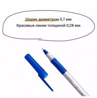 Шариковая ручка для письма синяя тонкая BIC Round Stic Exact пишущий узел 0,7 мм письменный набор из 6+2 шт