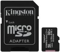 Карта памяти 32Gb - Kingston Micro Secure Digital HC Class 10 UHS-I Canvas Select SDCS2/32GB-3P1A с переходником под SD (Оригинальная!)