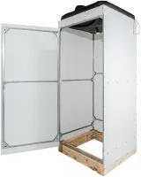 Закрытый дачный душ Аква с подогревом воды, антикоррозийный бак 220л, панели из белого поликарбоната 4мм