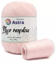 Пряжа Astra Premium Пух норки (Mink yarn) 037 пудровый 80% пух, 20% нейлон 50г 290м с добавочной нитью