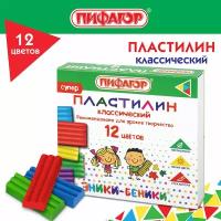 Пластилин 12 цветов Пифагор 