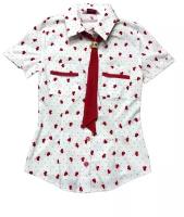 Рубашка Modelly, размер 116, красный, белый