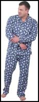 Мужская пижама Мишки Синий размер 58 Кулирка Оптима трикотаж рубашка на пуговицах с отложным воротником брюки с карманами