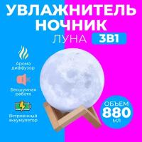 Ночник-светильник Луна с увлажнителем воздуха Moon Lamp Humidifier, 15 см