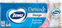 Платочки бумажные носовые Zewa Deluxe Design, 3 слоя, 10шт.Х 10