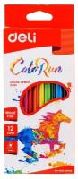 Карандаши цветные Deli ColoRun EC00100 трехгран. пластик 12цв. коробка/европод