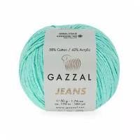 Пряжа Gazzal Jeans (58% хлопок, 42% акрил) 50 г 170 м, 1115 мята, 1 моток