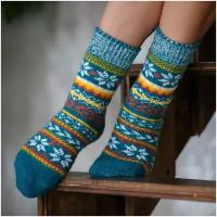 Носки Бабушкины носки, размер 38-40, бирюзовый, коричневый, желтый, зеленый, горчичный