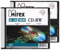 Перезаписываемый диск CD-RW Mirex 700Mb 12x slim box, упаковка 2 шт