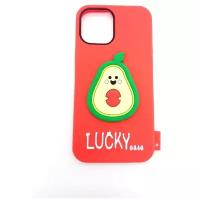 Силиконовый чехол для телефона с авокадо красный на iphone 12 pro max / чехол для телефона с персонажем / обложка на телефон