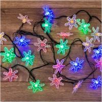 Гирлянда Снежинки, светодиодная, 4,4 м с контроллером, 30 LED цвет RGB NEON-NIGHT