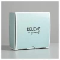 Коробка цветная из микрогофрокартона 15х15х7 см Believe in yourself, мятная (2)