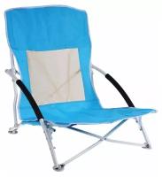 Складное пляжное кресло CAMPING LIFE, полиэстер 600D, металл, максимальная нагрузка 110 кг, голубое, 55х60х64 см, Koopma