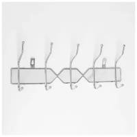 Вешалка настенная Доляна «Белый мрамор», на 5 двойных крючков, 41,5×16×5,5 см