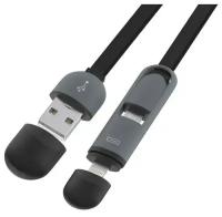 RITMIX Кабель Ritmix RCC-200, micro USB/Lightning - USB, 2 в 1, плоский, 1 А, 1 м, черный