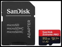 Флеш карта microSDXC 512Gb Class10 Sandisk SDSQXCZ-512G-GN6MA Extreme Pro + adapter, черный