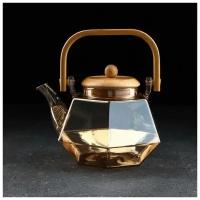 Чайник стеклянный заварочный «Октогон», 800 мл, цвет золотой