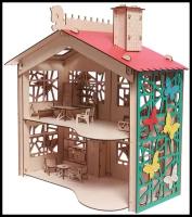Кукольный домик деревянный дом с мебелью