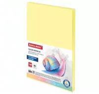 Бумага цветная для принтера офисная Brauberg, А4, 80 г/м2, 100 листов, пастель, желтая, для офисной техники, 112446