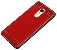 Чехол-накладка MyPads на Samsung Galaxy J5 (2017) SM-J530F из качественного износостойкого силикона с декоративным дизайном под кожу с тиснением красный
