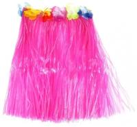 Гавайская юбка 60 см, цвет розовый