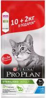 Сухой корм PRO PLAN Sterilised OptiRenal для стерилизованных взрослых кошек с кроликом 12 кг (2 кг в подарок)