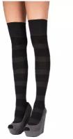 Женские полосатые гольфины ботфорты с люрексом Pretty Polly OVER THE KNEE SOCKS ARU8, размер uni, цвет Черный