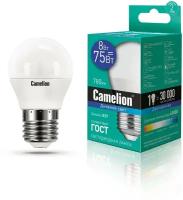 Лампа CAMELION Е27 8Вт 6500K 780Лм LED8-G45/865/E27 13373, светодиодная, холодный белый, шар