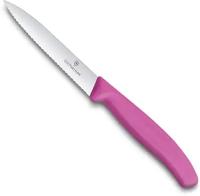 Нож Victorinox для очистки овощей, лезвие 10 см волнистое, розовый