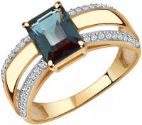 Кольцо Diamant online, золото, 585 проба, александрит, бриллиант, размер 18, бесцветный