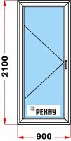 Балконная дверь из профиля рехау BLITZ (2100 x 900) 50, с поворотной створкой, 2 стекла, левое открывание